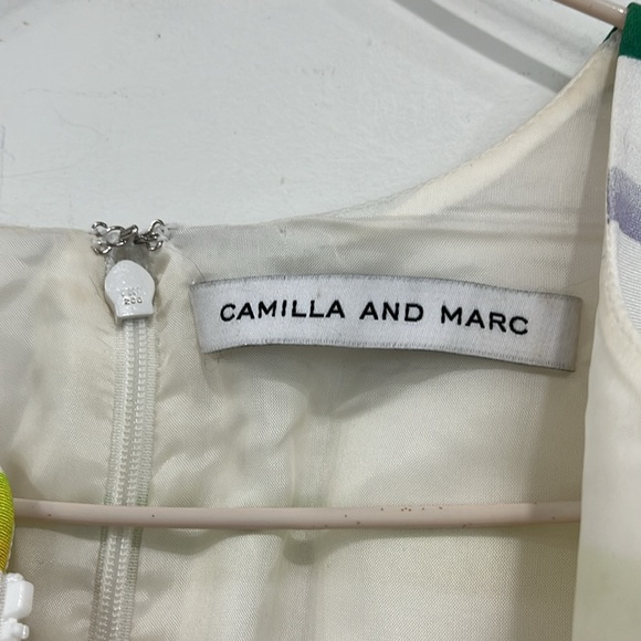 Camilla and Marc Juniper Printed Silk Cotton White Striped Floral Zipper Dress 6 - Picture 11 of 16